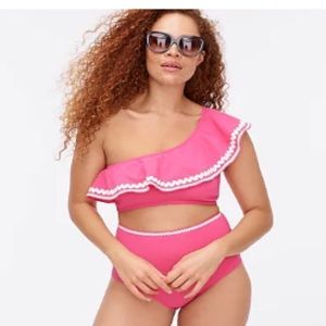 J Crew Pink Ruffle One Should Two Piece Swim - Size M